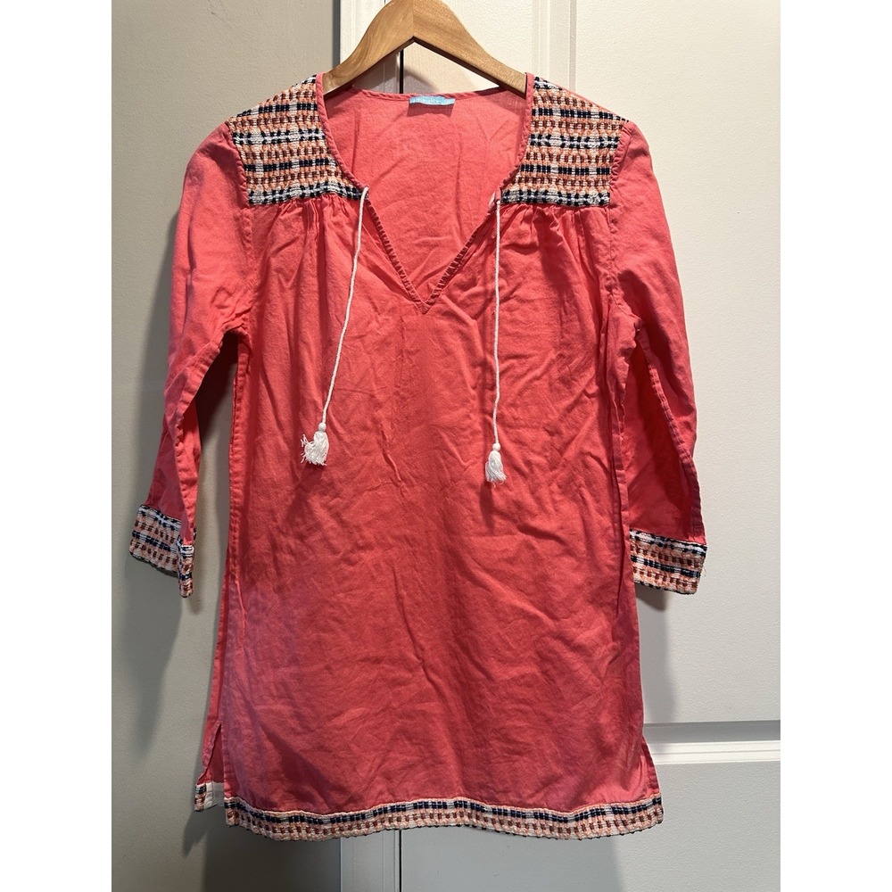J. McLaughlin Paget‎ Embroidered Tunic Top in Coral XS